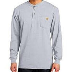 Carhartt Henley Shirt Men's 2XL Heather Gray Minimal‎ Workwear Outdoors Casual